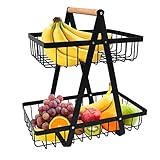 Obst Etagere 2-stöckiger Obstkorb, Obstschalenhalter Metall Obstkörbe Obstschale Gemüse Regal, Abnehmbar Obst Halter Aufbewahrung für Küche, Obst Gemüse Brot Snacks Korb für Küche Büro