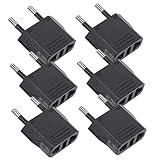 Veemoon 6St Stecker-Konverter europäischer Stecker AC-Stecker-Adapter Adapter für Europa Leistung eurostecker Klinkenstecker Adapter Steckdosenadapter Europäisches Wandladegerät Abs Black