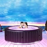 Miweba MSpa aufblasbarer Whirlpool mit Premium LED Beleuchtung - Outdoor Pool Aurora | Rund ⌀ 204.0 cm - 6 Personen Spa aufblasbar - Ozon & UV-C Reinigung - Bis 1429 L - Bis 40°C (6 Personen)