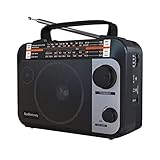 Audiocrazy UKW FM/AM/SW1-2 Radio Tragbares Radio Weltempfänger Radio mit 1800mAh Rechargeable Batterie, AC Kabel oder Batteriebetrieben, Multiband Kurzwellenradio AUX/Kopfhöreranschlus Schwarz