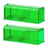 Teletrogy Mausefalle Lebend 2er Set, Tierfreundliche Rattenfalle mit Köderbox Ventilationsöffnungen, Lebendfalle Maus Ratte, Berührungsfreie Freigabe Mäusefalle Mouse Trap für Drinnen Draußen Garten