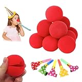 MLRUQRX 15 Stück Clownsnasen Rot Mit 5 Tröten Aus Schaumstoff Cosplay Nasen Kostüm Clown Nase Rote Nase Clown Nase Perfekt Für Kinderschminke Partys Karneval Fasching Zirkus Lustige Nasen