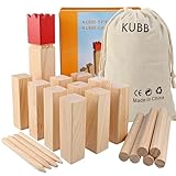 GOLDGE Kubb Wikingerschach Spiel Wikinger Schach Holz Holzfiguren Wurfspiel Kubb Wikingerschach Holzspiel für Kinder Erwachsene Outdoor Spiele