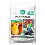 Best For Home Vogelsand | Vogelsand 25kg für Käfig | Quarzsand Vogelsand - Leicht zu dosieren und gleichmäßig zu verteilen | Papagei Sand Idealer Bodengrund für Käfige und Volieren (5 x 5 kg Beutel)