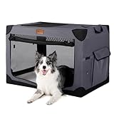 Garnpet Weiche Hundebox für große Hunde, 4 Türen Faltbare Faltbare Hundebox mit weichen Seiten, Indoor & Outdoor Reise Hundehütte, Dunkelgrau
