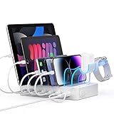 SooPii 60W 6-Port Ladestation für mehrere Geräte, PD 20W USB C Schnellladung für lPhone 14/13/12, 2-in-1 I Watch Holder, 6 Kabel Included für Telefone, Tablets und andere elektronische Geräte