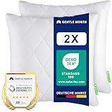Gentle North Kopfkissen (80x80 cm groß) - 2er Set Kissen für Bett und als Dekokissen - Mit Reißverschluss für Füllung - Sofakissen - Zierkissen für Couch und Sofa - Ökotex - Waschbar bis 60° - Weiß