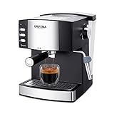 GRIFEMA GC3002 Kaffeevollautomat mit Latte go Milchsystem für Cappuccino, Coffee Machine mit Mahlwerk, 2-Tassen-Funktion, 1,6 Liter Wassertank, Schwarz