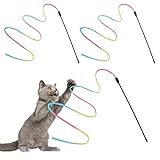 Molain Cat Zauberstab Regenbogenspielzeug 3pcs Rainbow Ribbon Zauberstab für Kitten Training Rainbow Ribbon Charmer Zauberstab Interaktiver Catcher Teaser Zauberstab für Kitten Cat Exerciser(30cm)