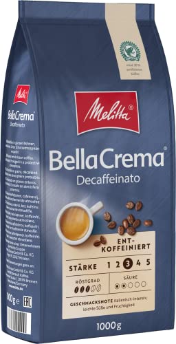 Melitta BellaCrema Decaffeinato, Ganze Kaffeebohnen entkoffeiniert, 1kg