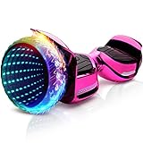 EMAXUSA, Hover Board mit 16,5 cm voll leuchtenden Rädern, Bluetooth Hover Board mit rutschfesten Fußplatten, UL2272 Sicherheitszertifiziert (Rosa)