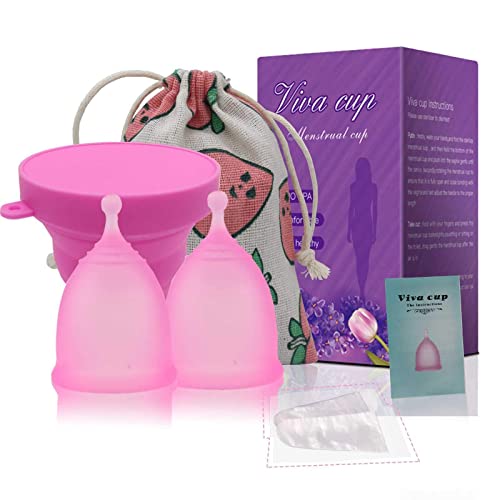 Menstruationstasse Aomiduo menstrual cup mehrwegbecher menstruationstasse aus medizinischem Silikon-Größe S (Mittel) und L (Gross) enthalten(Presented Travel Storage Cup)