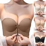 Generisch Damen-BH mit rutschfestem Frontverschluss und trägerlosem Design, Frontverschluss, Damen Bandeau Pushup-BH, Nahtlos Bequem BH