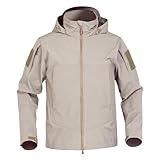BSLVWG Regenjacke für Männer Wasserdichte Leichte Kapuze Windbreaker Outdoor Regenmantel Winddichte Shell Jacke für Reisen (DE/NL/SE/PL, Alphanumerisch, L, Regular, Regular, Khaki)