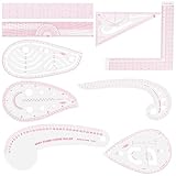 TIESOME Schneiderlineal Set, 9 Stück Nählineal Kurvenlineal, Kunststoff Lineal Nähen für Schneidern, Musterdesign, DIY Kleidung, Transparent