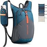BECOJADDE 15L Wanderrucksack Herren Kleiner Rucksack Damen Leichter Daypack Tagesrucksack Faltbarer Trekkingrucksack für Camping Outdoor Wandern Travel Türkis