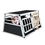 Thanaddo Alu Hunde Autotransportbox – Auto Hundebox robust & pflegeleicht – Gittertür verschließbar - Aluminium Kofferraumbox Reisebox für Hunde Katzen(89 x 69 x 51.5cm 76 Grad)