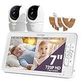 Comfyer Split-Screen Babyphone mit 2 Kameras, 7' HD 720P Video Babyphone ohne WLAN mit Halterung, IR-Nachtsicht Weitwinkelobjektiv Vox-Modus 2-Wege-Audio 960 Fuß Reichweite Videoüberwachungsgeräte