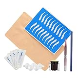 KAILIKETIY Microblading Pen Set Runde Kopfstift mit Übungshaut und Zubehör für Augenbrauen und Eyeliner Wasserfest und Langlebig