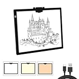 NEWFUN Leuchttisch A3, led Pad für Diamond Painting, A3 Zeichenplatte mit Dreifacher Farbdimmung und Einstellbarer Helligkeit zum Skizzieren, Diamantmalen, Ölmalen und Röntgenbeobachten