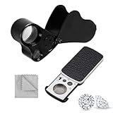 CEWROM Juwelier Lupe - Juwelier Lupe LED Metall 30X 60X 90X Vergrößerung, Faltbare Lupe mit LED, Taschenlupe Geeignet für Kunsthandwerk, Schmuck, Karten, Stempel, Text, Antiquitäten
