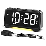 LED Wecker Digital mit Großen Zahlen, Nachttisch Wecker mit Typ-C & USB-Ladeanschluss, Dualer Alarm, 12/24H, Wochenendmodus, Digital Uhr für Schlafzimmer, Kinder, Teenager, Senioren