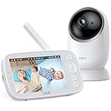 Dreo Babyphone mit Kamera, 5 Zoll 720P HD Video-Babyphone mit geteiltem Bildschirm, Infrarot-Nachtsicht, 2-Wege-Gespräch, Remote PTZ, 300 m Reichweite, VOX, 4 Kameras können angeschlossen Werden.