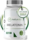 naturally Melatonin Tabletten [400 Stück] – bioaktive 0,5mg Melatonintabletten hochdosiert, vegan, ohne Zusätze, Schlaftabletten