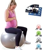 VITALWORXX Gymnastikball für Schwangere, extrem stabil, Sitzball Yogaball Pezziball 75 cm mit Pumpe, mit Übungen für Schwangerschaft, Geburt, Gesundheit,