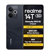 realme 14T 5G Smartphone 8+256GB, Dimensity 6300 5G Chipsatz, 6000mAh Titan Battery, 45W Fast Charge, 120Hz AMOLED Esports Display, IP69, NFC, Black RR(no Adapter)