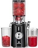 LINKChef Schnellreinigungs Entsafter, NO-Prep Entsafter Gemüse und Obst, Blitzreiniger Saftpresse Slow Juicer Testsieger mit Einfacher Installation, BPA Frei, 115mm, 1.2L, 200w Schwarz