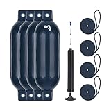 Mesle Fender Boot Dura 4er Set mit Leine & Pumpe, ø 14 cm | 51 cm lang, Langfender aufblasbar, Bootsfender, Fender Schiff Yacht Schlauchboot