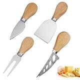 RZMZBY Käsemesser set, Mini-Käsemesser, 4 Stück Edelstahl-Küchenkäse-Werkzeuge Mini-Käsemesser mit Holzgriff Ergonomischen Griffe für Kuchen-Dessert-Käsesalat