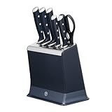 Tefal EverSharp Pro 6-teiliger Messer-Block, patentierte Schärftechnologie, selbstschärfender Messerblock, Verriegelungssystem, deutscher rostfreier Edelstahl, Blau, K297S744