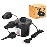 Elektrische Luftpumpe, Luftpumpe luftmatratze, Tragbare 2 in 1 Inflate und Deflate Elektrische Pump mit 3 Luftdüse für Aufblasbare Matratze, Boot, Luftmatratze Pool, Schwimmring