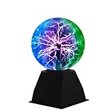 Plasmakugel 15cm Magic Sphere ball Leucht Berührungs- und Schallempfindliche Plasma Ball Light Elektrostatische Blitzkugel Dreifarbiges Licht Pädagogisches Physik