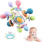 Greifball Baby-Spielzeug,sensorische Beißring-Spielzeuge, Silikon-Beißring, Motorik-Spielzeug, Montessori-Frühbildungs, Babyrassel, Babyspielzeug für Babys von 3-18 Monaten