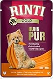 Rinti Gold Mini Huhn Pur | 10 x 100 g | Alleinfuttermittel für ausgewachsene kleine Hunde | Ausschließlich Huhn für empfindliche Hunde bei Allergien | Im Frischebeutel