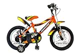 BICICLETTE CANELLINI Kinderfahrrad für Kinder, Mountainbike, Vortex 14 (Orange/Schwarz/Neongelb, matt)