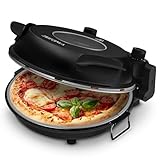 ZEEGMA PIZZA CHEF Elektrischer Pizzaofen, Backofen 1200 W 400°C, Keramikplatte 30 cm, Timer, Temperaturkontrolle, Pizzamesser Perfekte Pizza in 3-5 Minutent