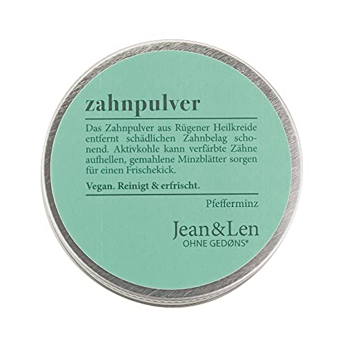 Jean & Len Zahnpulver, Aktivkohle Pulver für natürliche Zahnaufhellung mit Pfefferminz Geschmack
