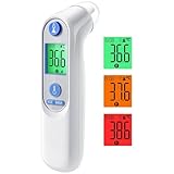 Digitales Infrarot-Ohrthermometer für Babys, Erwachsene & Senioren – Präzise Alterserkennung, farbcodiertes Display, 21x Hygienekappen, 1-Sekunden-Messung & Fieberalarm