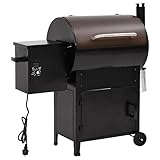 vidaXL Pelletgrill, Pelletsmoker mit Altöl Behälter, Holzpelletgrill mit großem Temperaturbereich, Grillwagen Pellet Grill, Schwarz Eisen