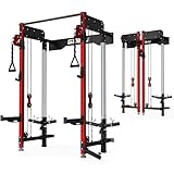 Goimu WM3-V4 Zusammenklappbarer Kniebeugenständer, Wandmontage Power Rack mit Dual Independent Pulley System, Funktionstrainer mit 5 einstellbaren Funktionsmodi für platzsparendes Heim-Fitnessstudio