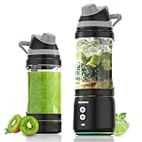 DENOKIN Tragbarer Mixer, 700ml Smoothie Maker to Go, Mini-Standmixer mit 6-Klingen Edelstahl, Wiederaufladbarem Typ-C Portable Blender mit Reisedeckel, BPA-freie, Blade-Reversal-Technologie