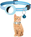 PF Doggy Sicherheitshalsband mit Schnalle für Apple AirTags – GPS-Tracking für Kätzchen, Katzen, kleine Hunde, GPS Katze AirTag nicht im Lieferumfang enthalten (blau grau)