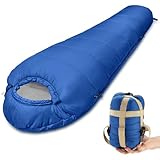 BUOAZR Schlafsack 3 Jahreszeiten & Sommer Ultraleicht [790g] | Kleines Packmaß, Camping Mumienschlafsack Erwachsene (100GSM) für Camping, Reisen Zelten, Trekkingund Outdoor und Indoor