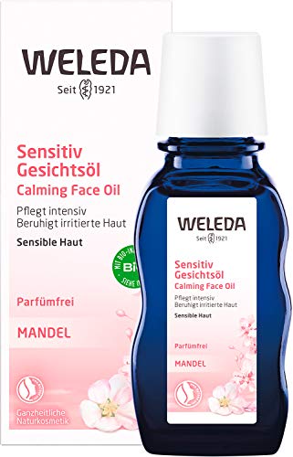 WELEDA Bio Mandel Sensitiv Gesichtsöl, intensives Naturkosmetik Bio Pflegeöl gegen unreine Haut, Hautirritationen und zur Make-up Entfernung, für Neurodermitiker geeignet (1 x 50 ml)