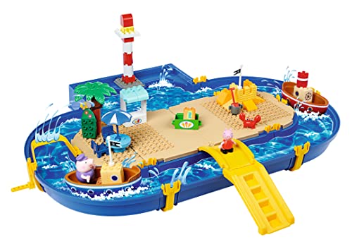BIG-Waterplay - Peppa Pig Holiday - Outdoor-Wasserspielzeug mit großer Wasserbahn, BIG-Bloxx Bausteinen, Handkurbel & Peppa Wutz Figuren, für Kinder von 3 - 7 Jahren