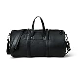 Adyan Übergroße Reisetasche aus Leder für Damen und Herren, Fitnessstudio, Reisetasche, Übernachtung, Wochenend-Reisetasche, Reisetasche, Schwarz, Reisetasche